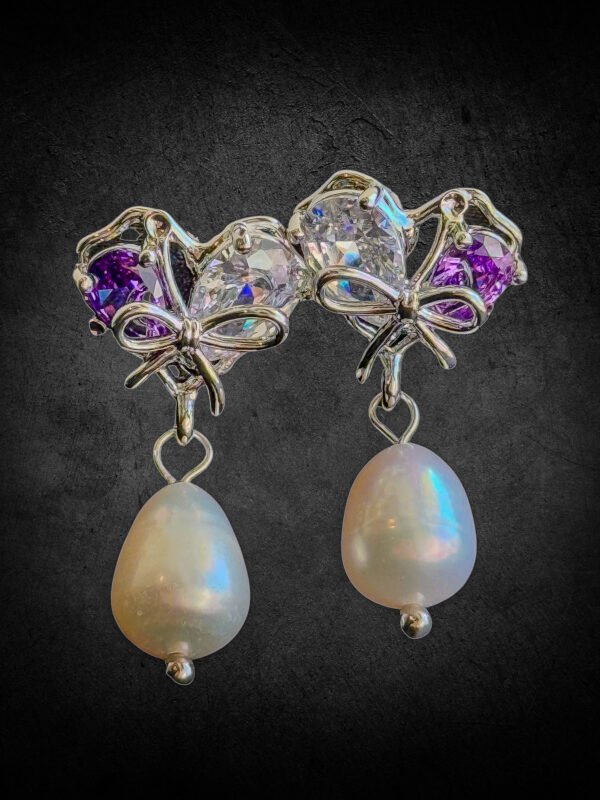 Ethereal Bow Pearl Earrings