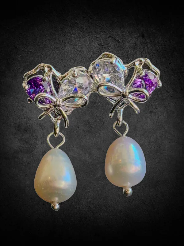 Ethereal Bow Pearl Earrings