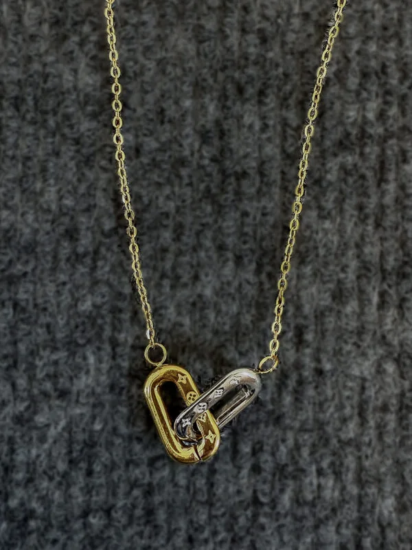 Dual-Tone Link Pendant Necklace - Image 2