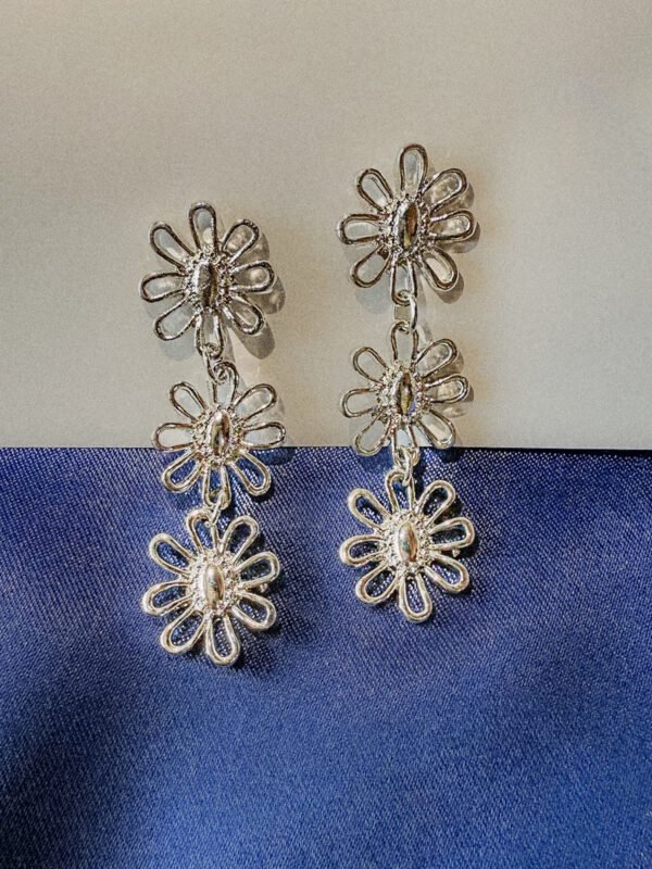 Silver Bloom Drop Earrings